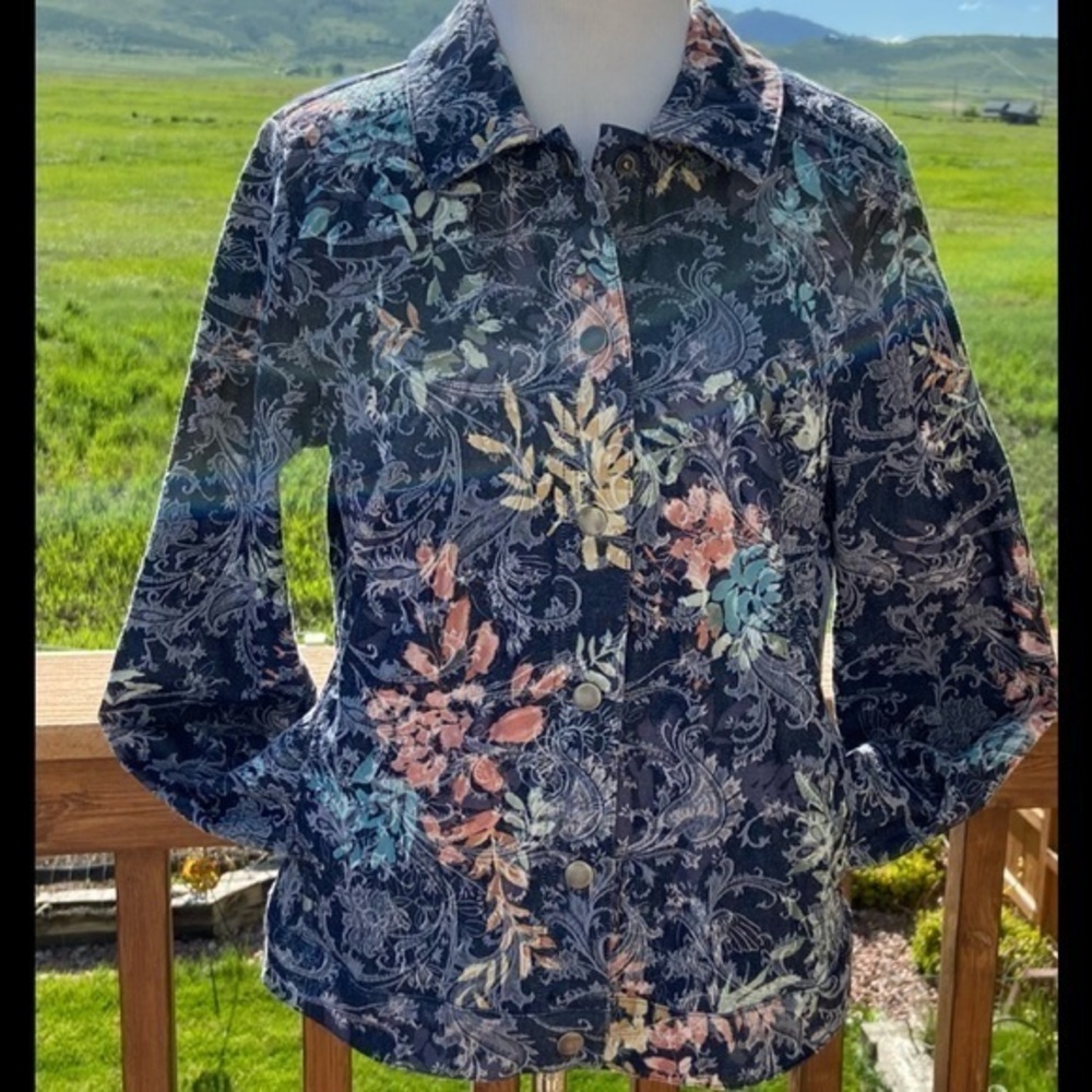 NWT-C&B Floral Denim Jacket